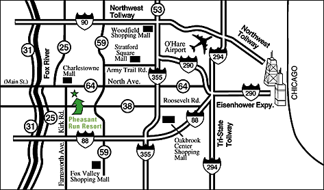 Map to Pheasant Run Resort